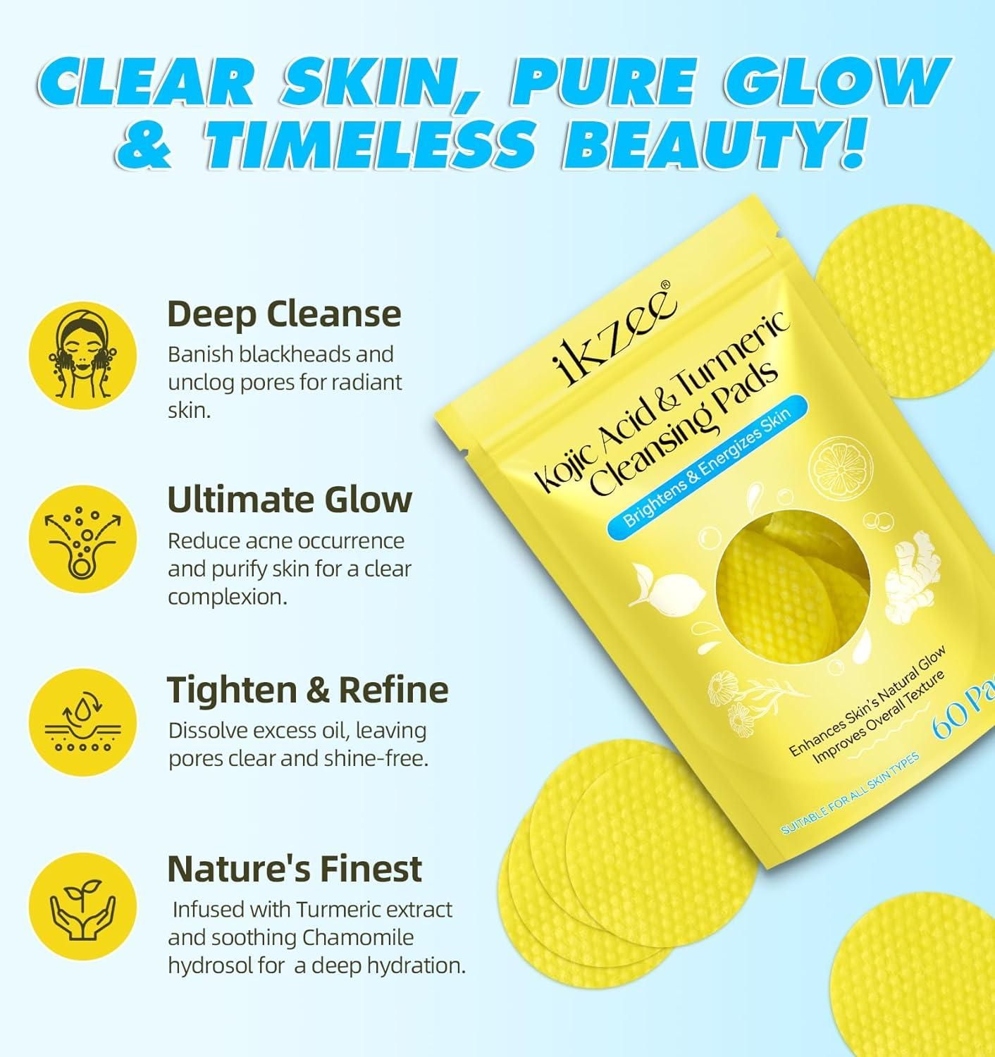 Turmeric Kojic Acid Cleansing Pads - [ Pack of 60 ]