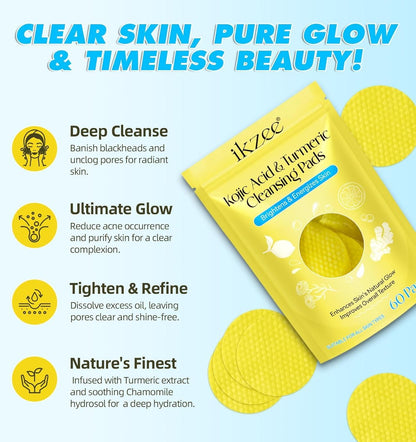 Turmeric Kojic Acid Cleansing Pads - [ Pack of 60 ]